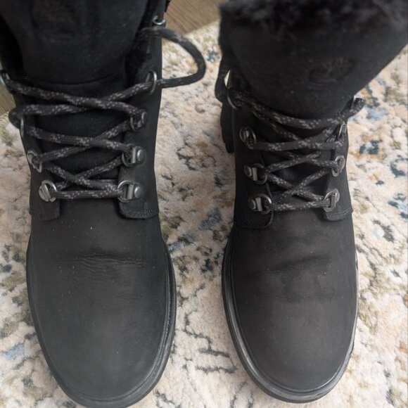 Timberland Kinsley 6" Waterproof Hiking Boots Women's Sz 9 Black Nubuck Lug Sole - Picture 14 of 16